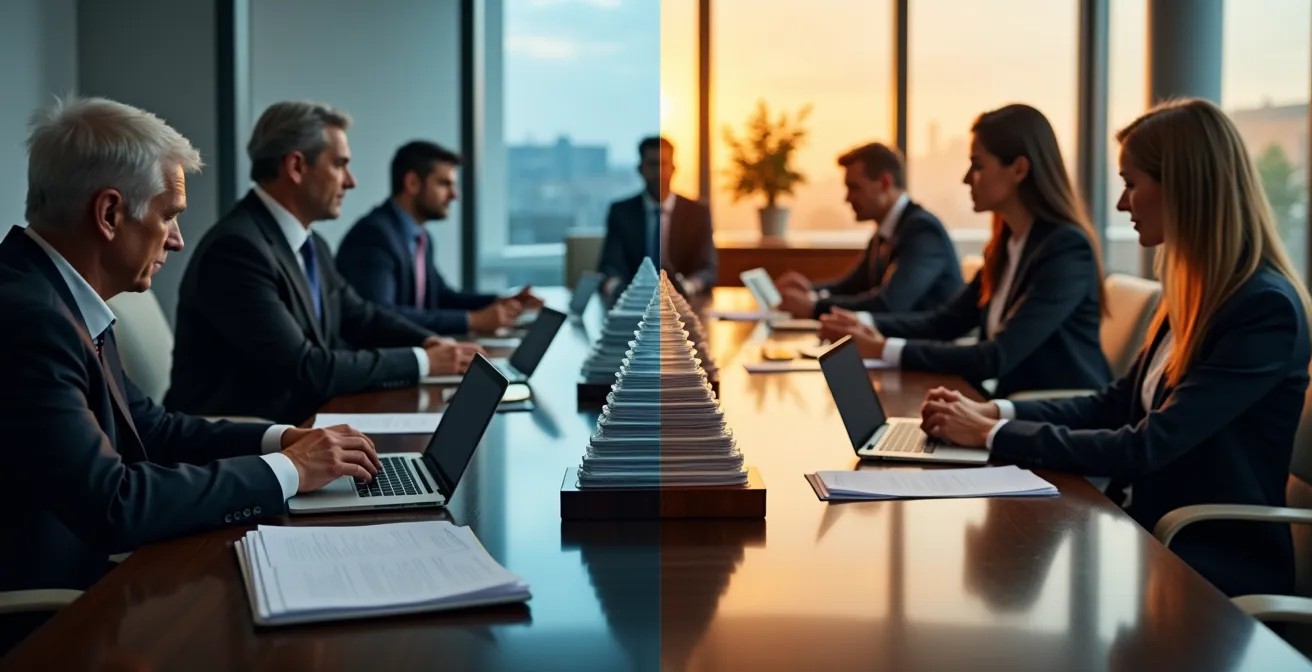 Vergleich traditioneller und agiler Entscheidungsstrukturen im Büro