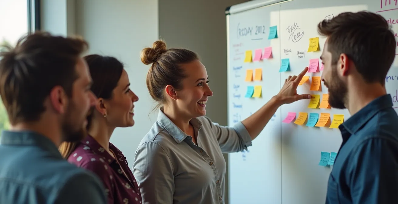 Visualisierung eines KVP-Boards mit Verbesserungsvorschlägen in einem deutschen Unternehmen