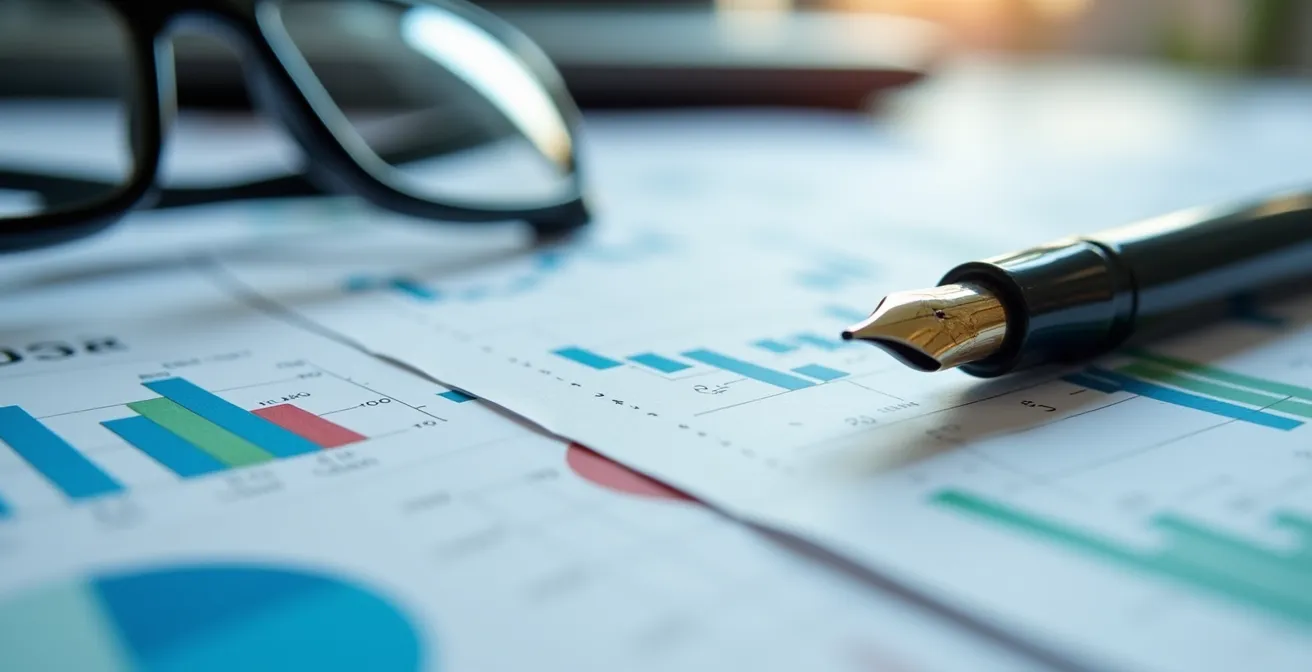 Nahaufnahme von Marktanalyse-Unterlagen mit Kunstmarkt-Statistiken für den deutschen Markt