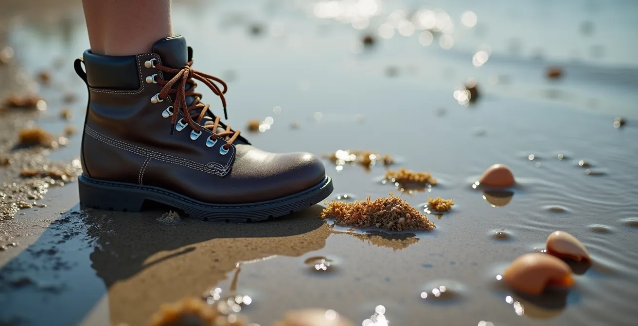 Besucher wandert achtsam durch das UNESCO-Welterbe Wattenmeer