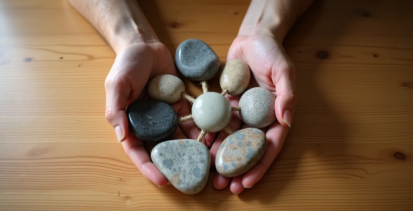 Abstrakte Darstellung einer Lebenslandkarte mit vernetzten Bereichen und Pfeilen, die deren gegenseitige Beeinflussung symbolisieren.